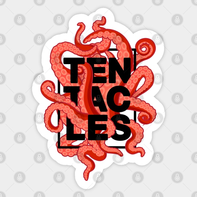 Tentacles – Red Sticker by andrew_kelly_uk@yahoo.co.uk